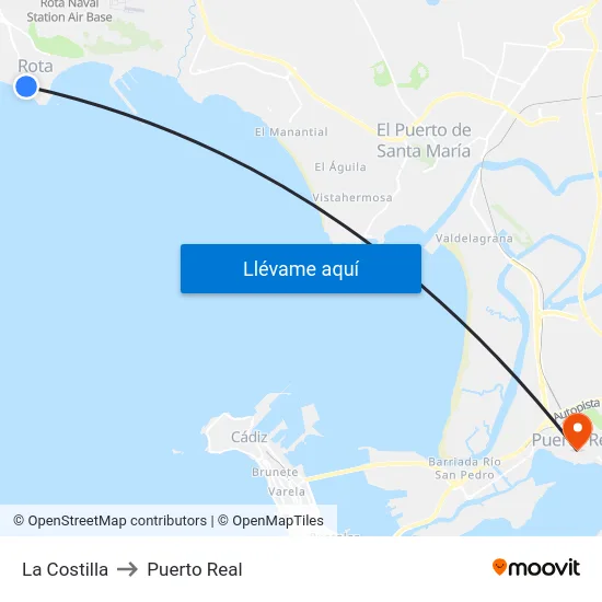 La Costilla to Puerto Real map