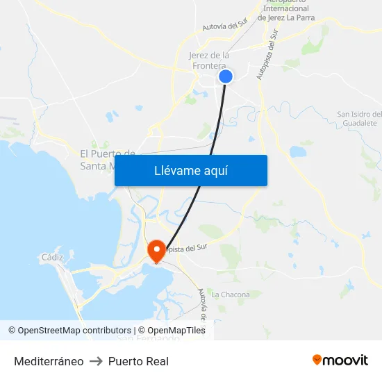 Mediterráneo to Puerto Real map