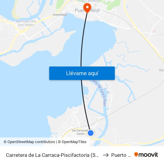 Carretera de La Carraca-Piscifactoría (San Fernando) to Puerto Real map
