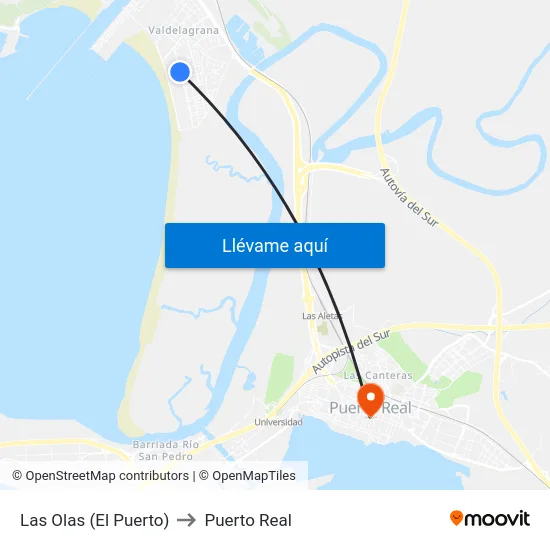Las Olas (El Puerto) to Puerto Real map