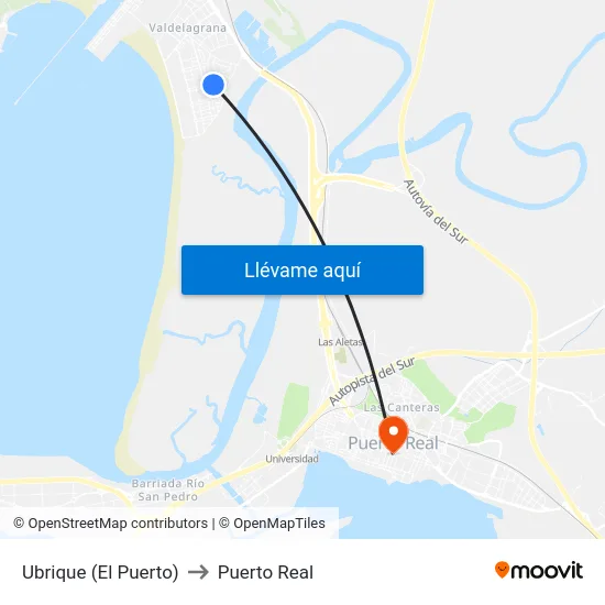 Ubrique (El Puerto) to Puerto Real map