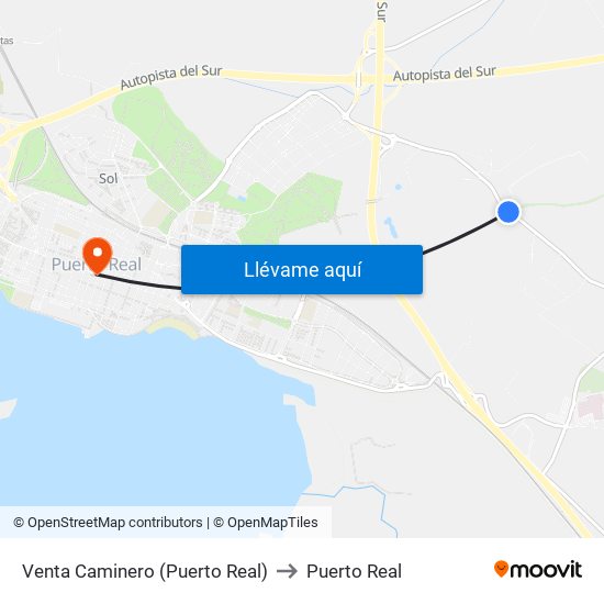 Venta Caminero (Puerto Real) to Puerto Real map