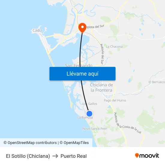 El Sotillo (Chiclana) to Puerto Real map