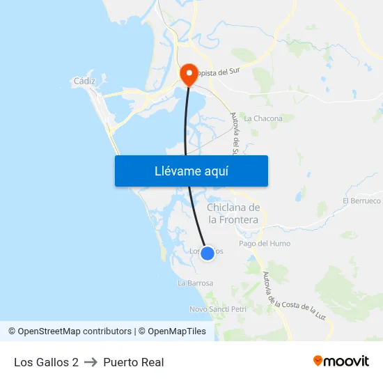 Los Gallos 2 to Puerto Real map