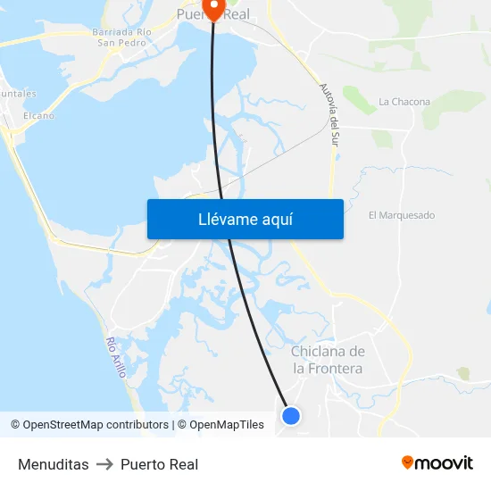 Menuditas to Puerto Real map