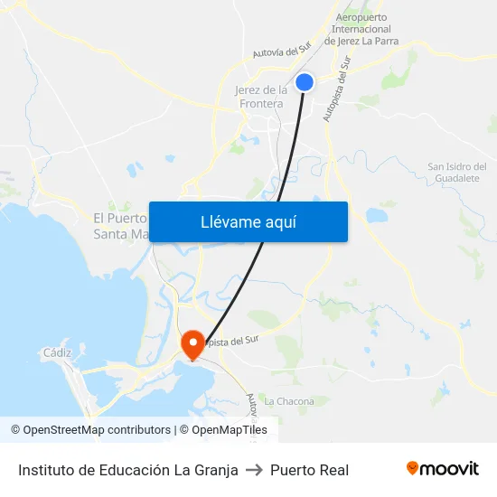 Instituto de Educación La Granja to Puerto Real map