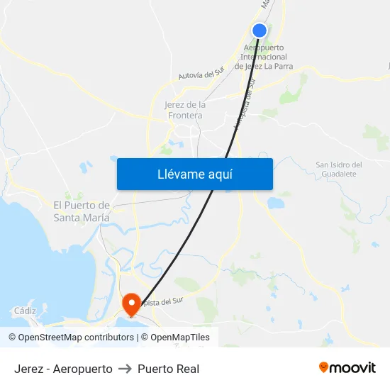 Jerez - Aeropuerto to Puerto Real map