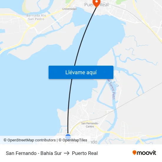 San Fernando - Bahía Sur to Puerto Real map