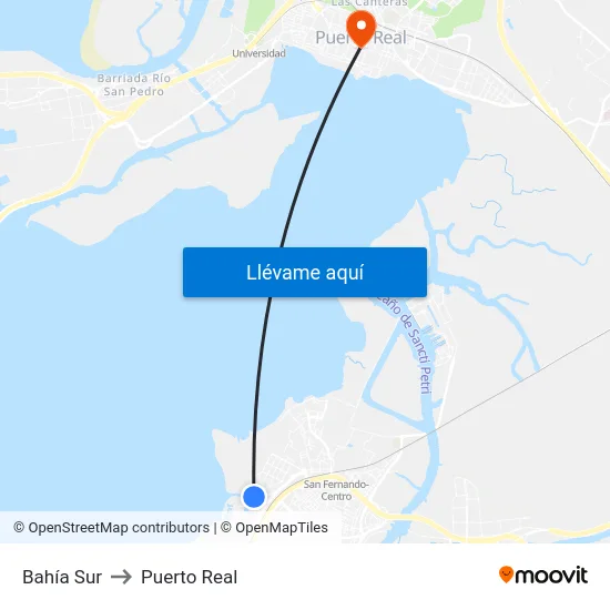 Bahía Sur to Puerto Real map