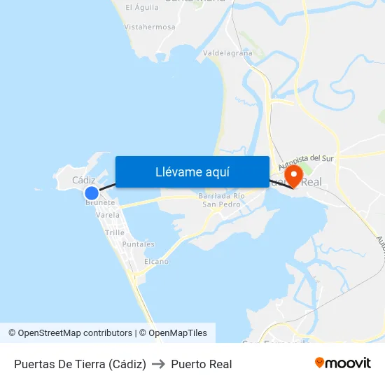 Puertas De Tierra (Cádiz) to Puerto Real map