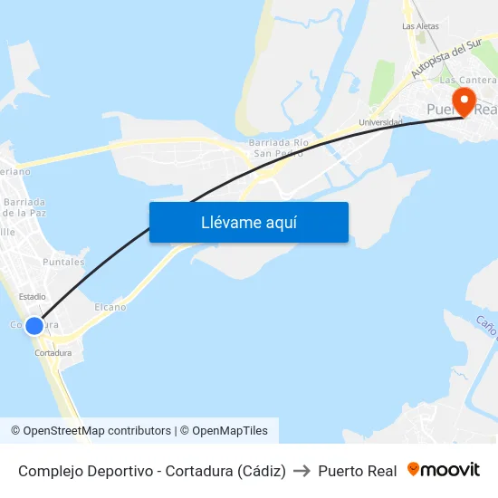 Complejo Deportivo - Cortadura (Cádiz) to Puerto Real map