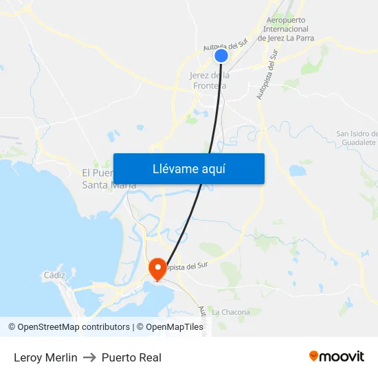 Leroy Merlin to Puerto Real map