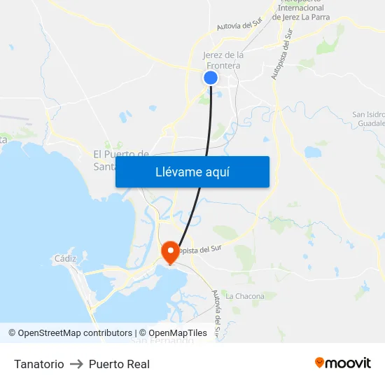 Tanatorio to Puerto Real map