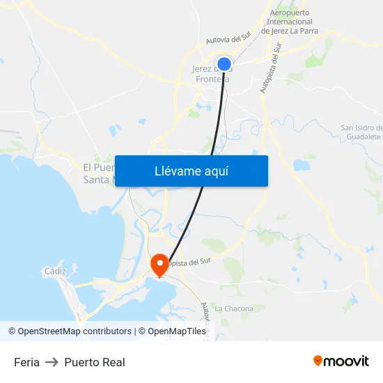 Feria to Puerto Real map