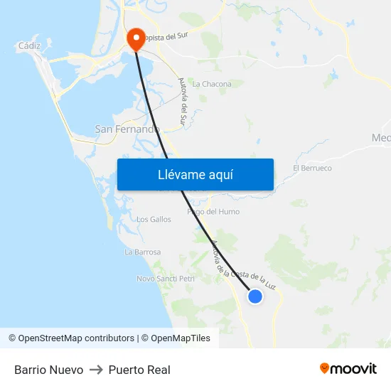 Barrio Nuevo to Puerto Real map