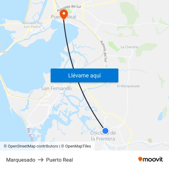 Marquesado to Puerto Real map