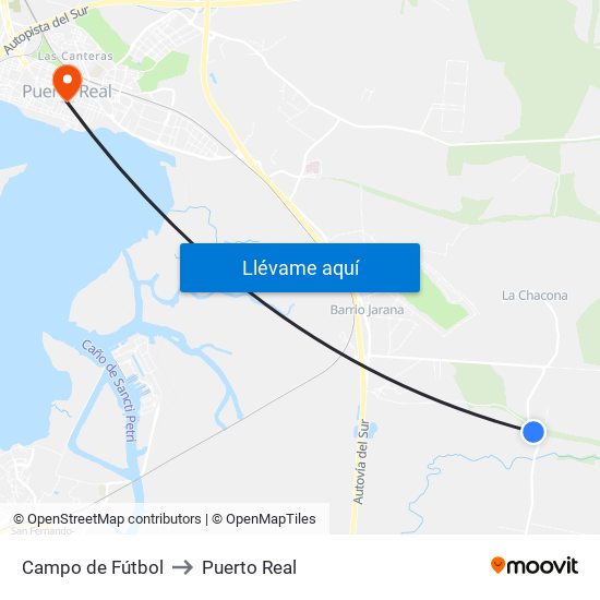 Campo de Fútbol to Puerto Real map