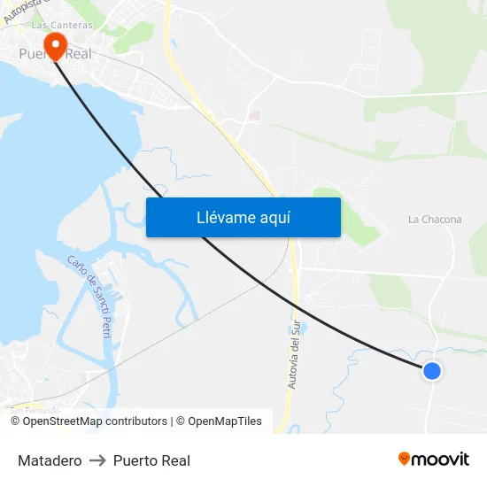 Matadero to Puerto Real map