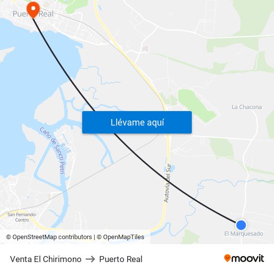 Venta El Chirimono to Puerto Real map