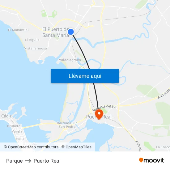 Parque to Puerto Real map
