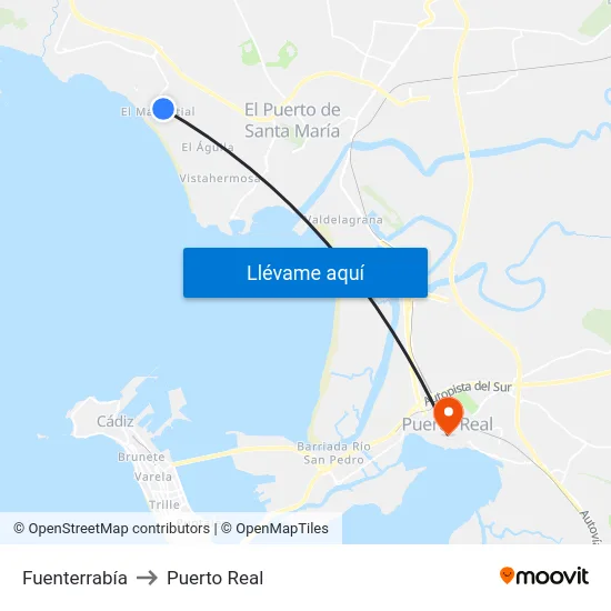Fuenterrabía to Puerto Real map