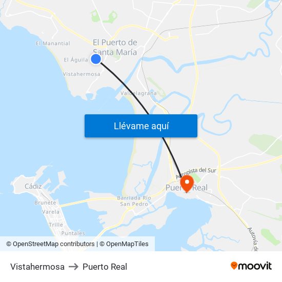 Vistahermosa to Puerto Real map