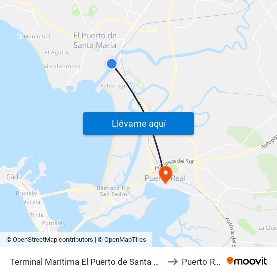 Terminal Marítima El Puerto de Santa María to Puerto Real map