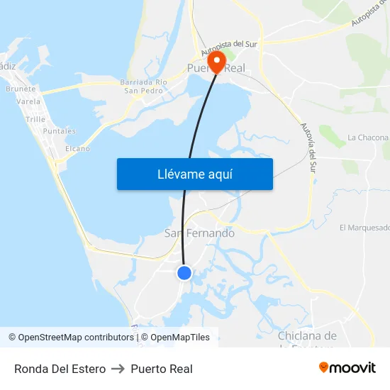 Ronda Del Estero to Puerto Real map