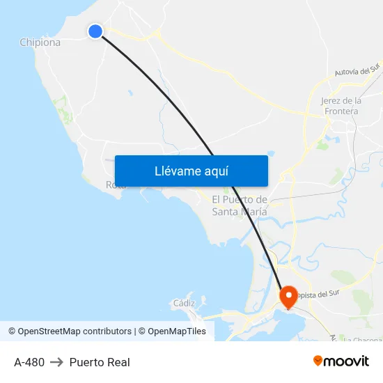 A-480 to Puerto Real map