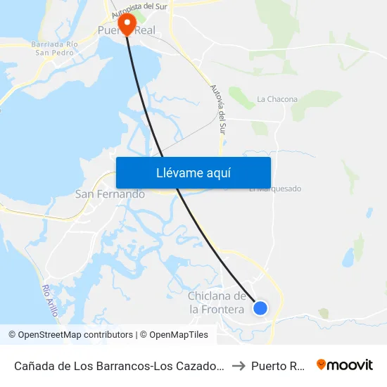 Cañada de Los Barrancos-Los Cazadores to Puerto Real map