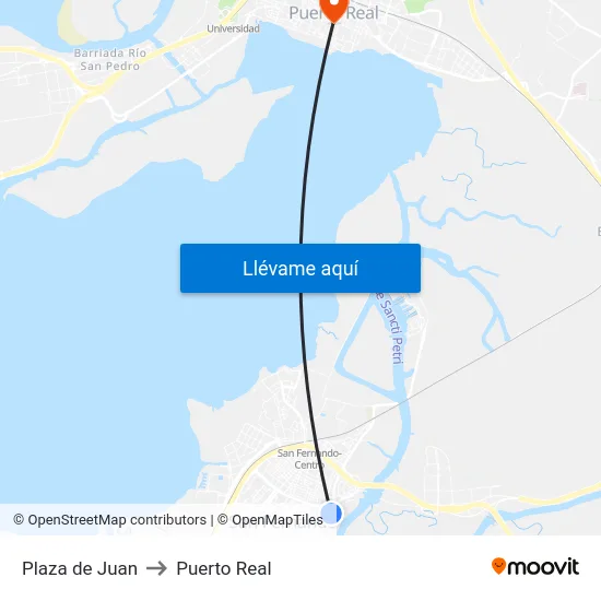Plaza de Juan to Puerto Real map