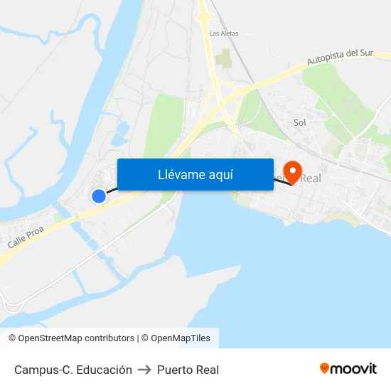 Campus-C. Educación to Puerto Real map