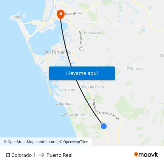 El Colorado-1 to Puerto Real map