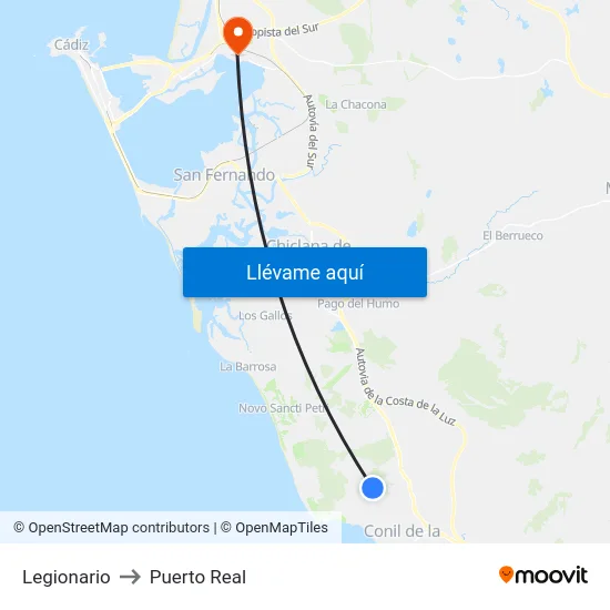 Legionario to Puerto Real map