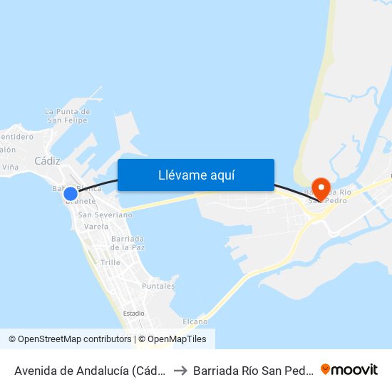 Avenida de Andalucía (Cádiz) to Barriada Río San Pedro map