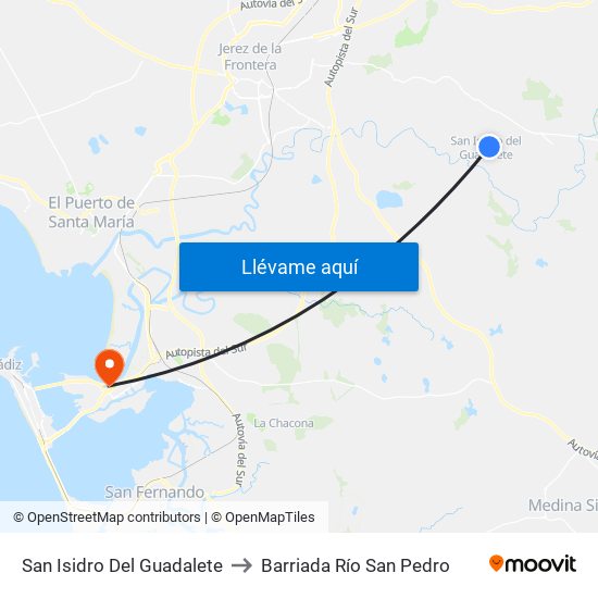 San Isidro Del Guadalete to Barriada Río San Pedro map