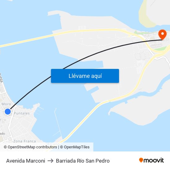 Avenida Marconi to Barriada Río San Pedro map