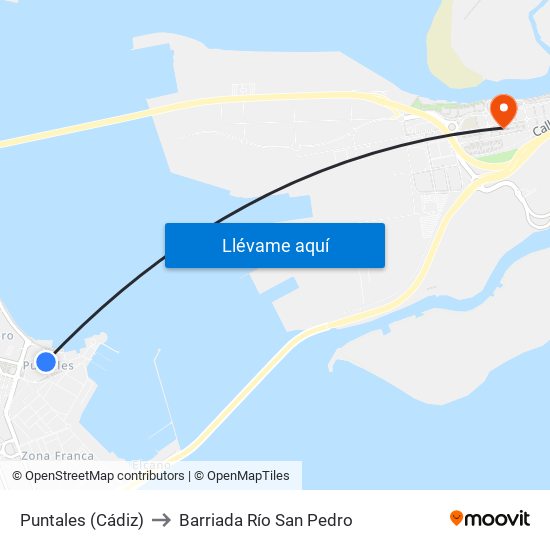 Puntales (Cádiz) to Barriada Río San Pedro map