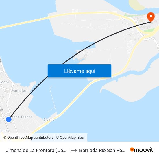 Jimena de La Frontera (Cádiz) to Barriada Río San Pedro map