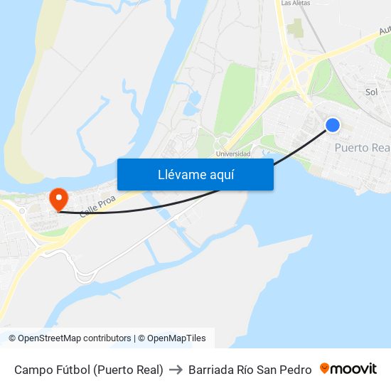 Campo Fútbol (Puerto Real) to Barriada Río San Pedro map