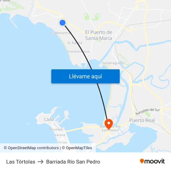 Las Tórtolas to Barriada Río San Pedro map