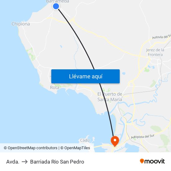 Avda. to Barriada Río San Pedro map