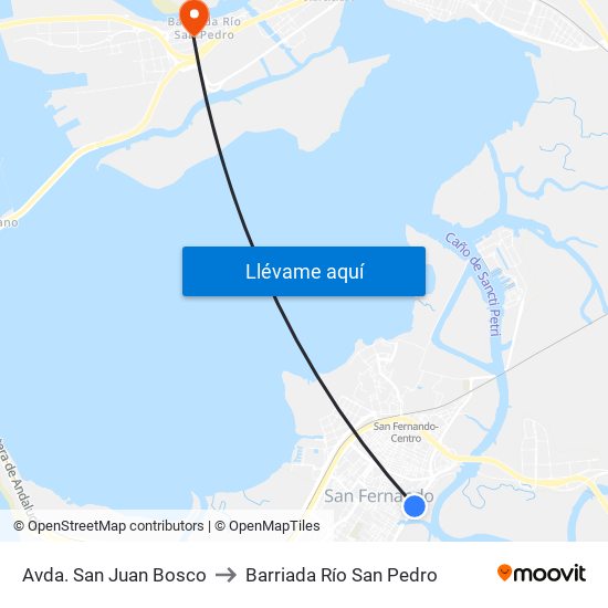 Avda. San Juan Bosco to Barriada Río San Pedro map