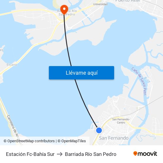 Estación Fc-Bahía Sur to Barriada Río San Pedro map