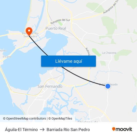 Águila-El Término to Barriada Río San Pedro map