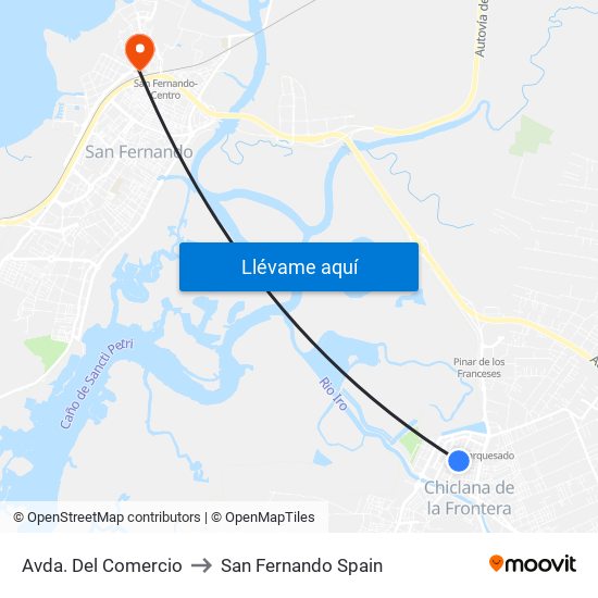 Avda. Del Comercio to San Fernando Spain map