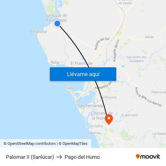Palomar II (Sanlúcar) to Pago del Humo map