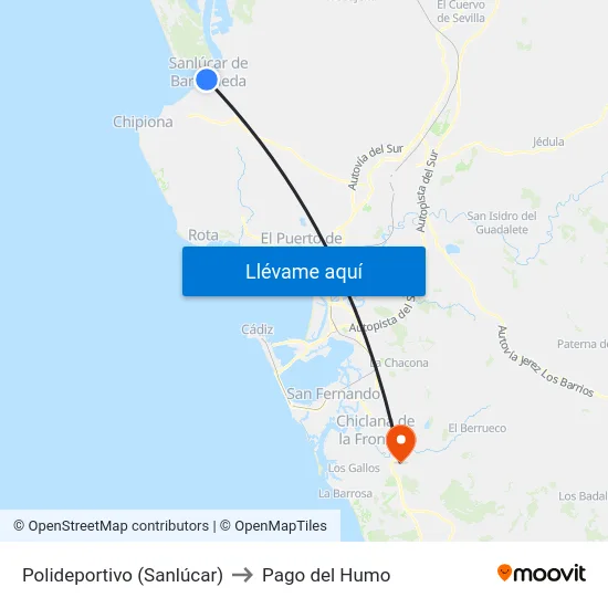 Polideportivo (Sanlúcar) to Pago del Humo map