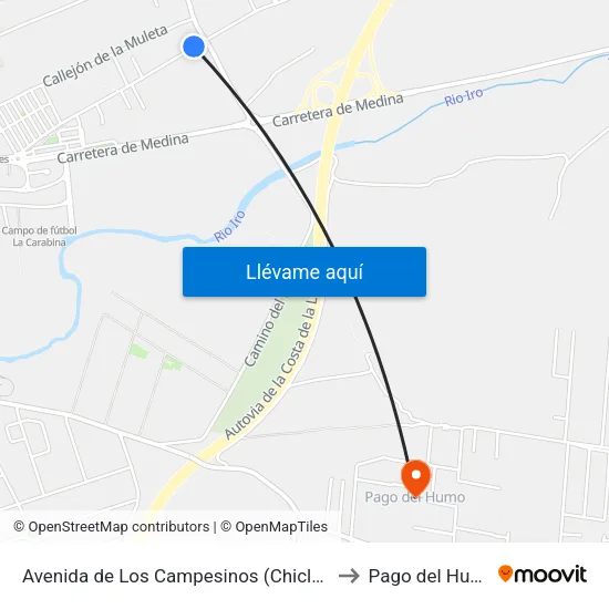 Avenida de Los Campesinos (Chiclana) to Pago del Humo map