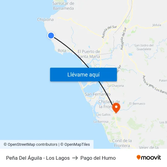 Peña Del Águila - Los Lagos to Pago del Humo map